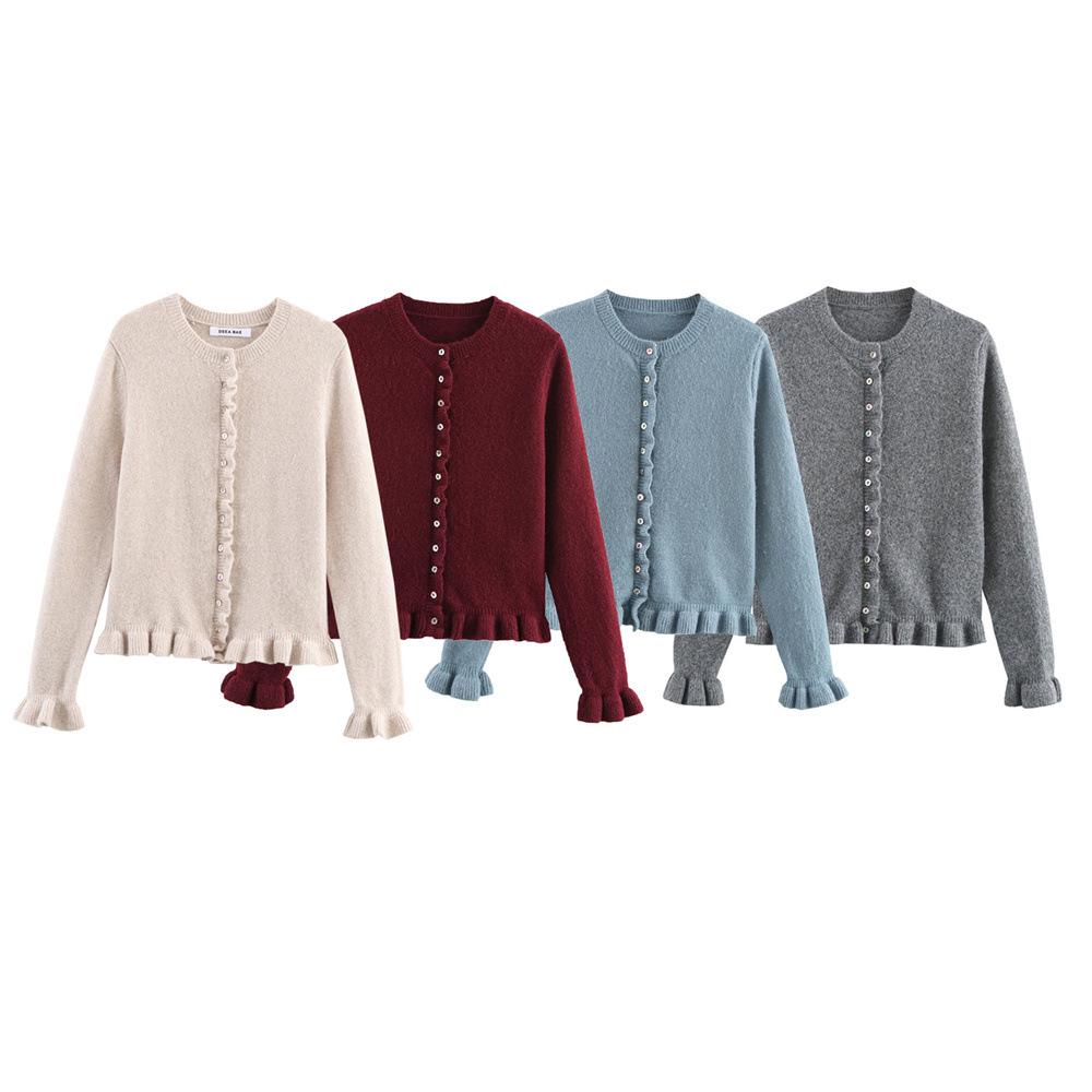 Autumn Women's Casual Long Sleeve Layered Knit Cardigan Sweater