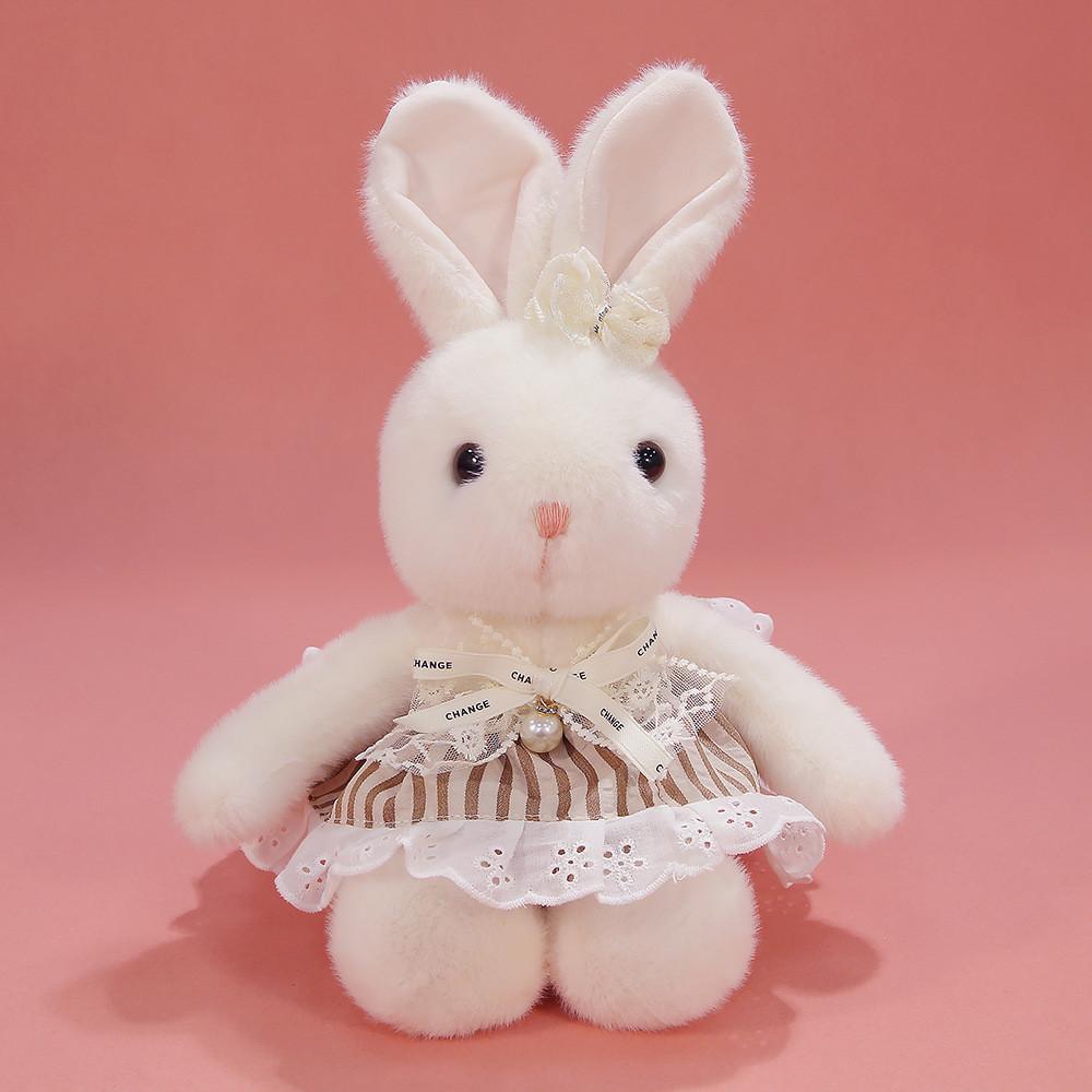 Plush Rabbit Toy With Dress And Bow Decoration For Girls