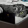 Pet Cat Print 3pcs Fitted Sheet Set, Soft Comfortable Breathable Starry Sky Bedding Mattress Protector Set, For Bedroom, Guest