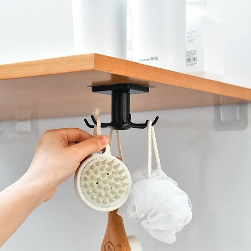 6-Claw Rotating Storage Rack 360 Degrees Multifunctional Shelves Kitchen Hooks Kitchen Organizer
