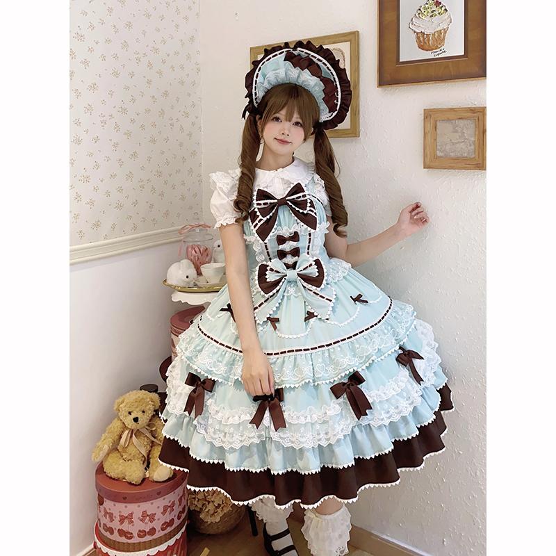 Summer Sweet Lolita Dress Cute Princess Lace Sweet Laminated Long