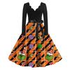Ladies' Fashionable Retro Long Sleeved Square Neck Christmas Printed Evening Dress Dress