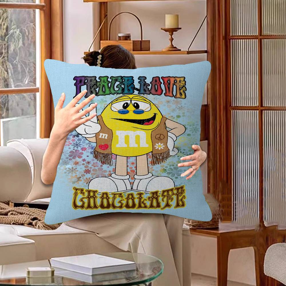 M&Ms Chocolate Office Cushion Pillowcase Car Cushion Cover45X45Cm Lumbar Pillowcase Sofa Pillowcover
