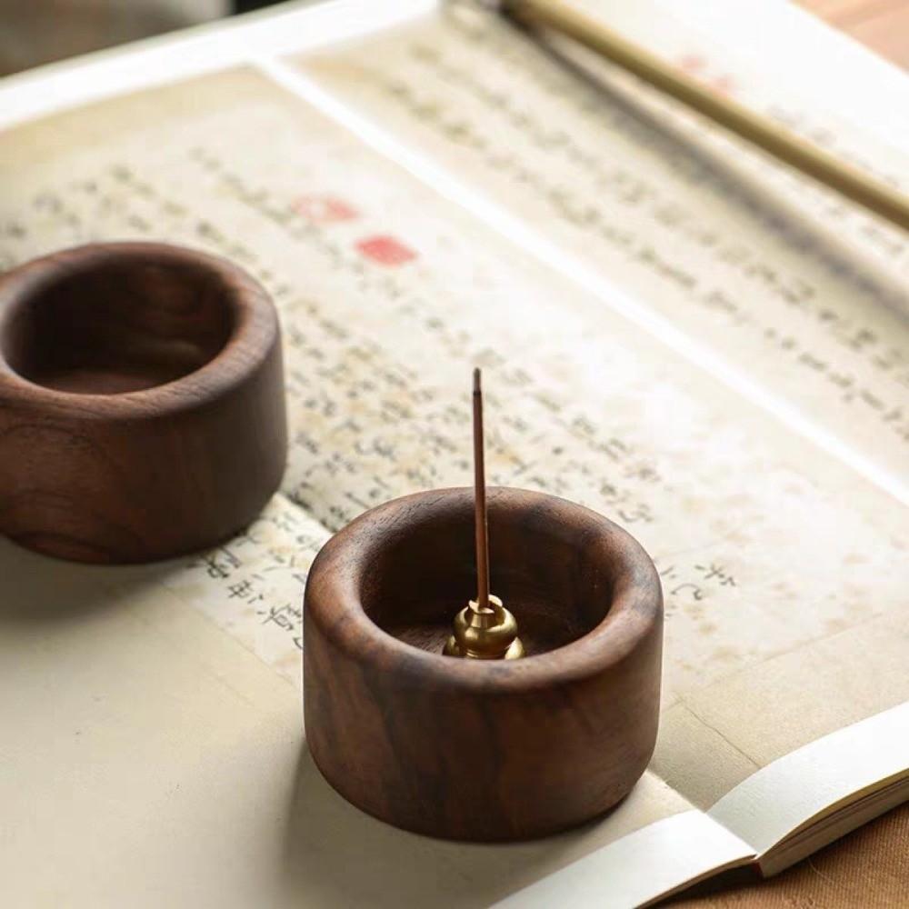 Round Wooden Incense Holder Handmade Incense Base Multi-functional Incense Tray  Tea Ceremony