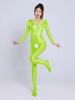 Erotické beze švů v rozkroku Dámský celopostavový overal Olejově lesklý Elastický body overal Dlouhý rukáv Bodycon Joga Sportovní Posilovna Fitness Overal