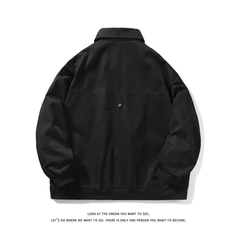 Spring and Autumn Cargo Jacket Men's Lapel Casual Solid Color Retro Casual Men's Plus Size Fashion Jacket Loose