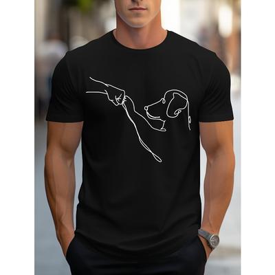 European Sizes Men's Dog Print Short Sleeve T-Shirt - Casual Round Neck Breathable Tee Suitable for Gym, Running