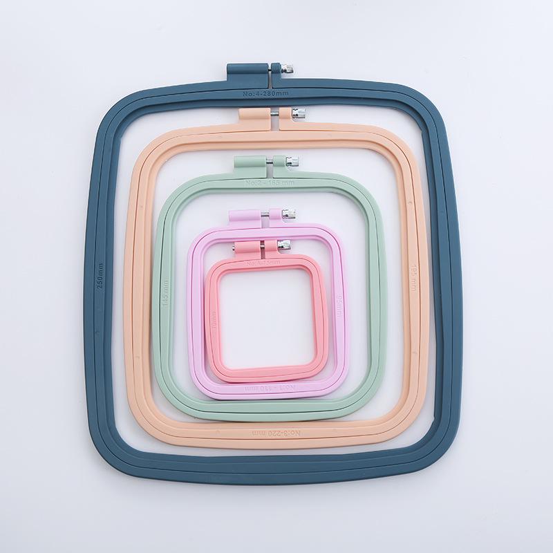 Set di Telaio per Ricamo Quadrato Off-White Colore Caramella ABS - Varie Misure