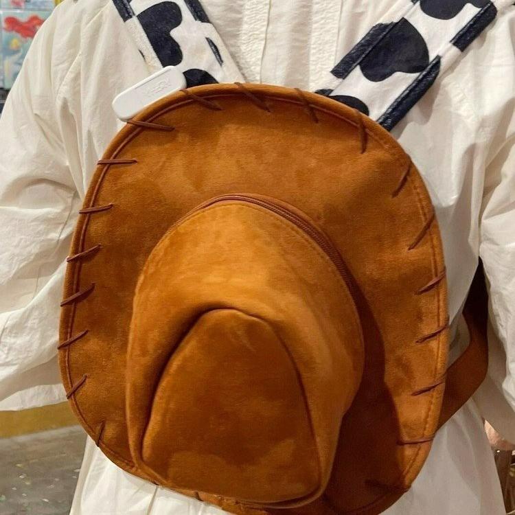 Woody Story Toy Hat Backpack Cute Creative Lightweight  Bag Sewn Needle Hread