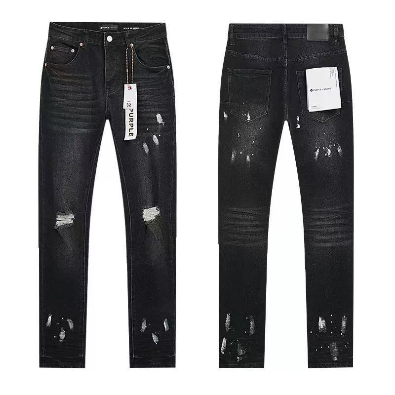 Mens Straight Fit Distressed Patchwork Denim Jeans Vintage Streetwear Style High Waist Ripped Cotton