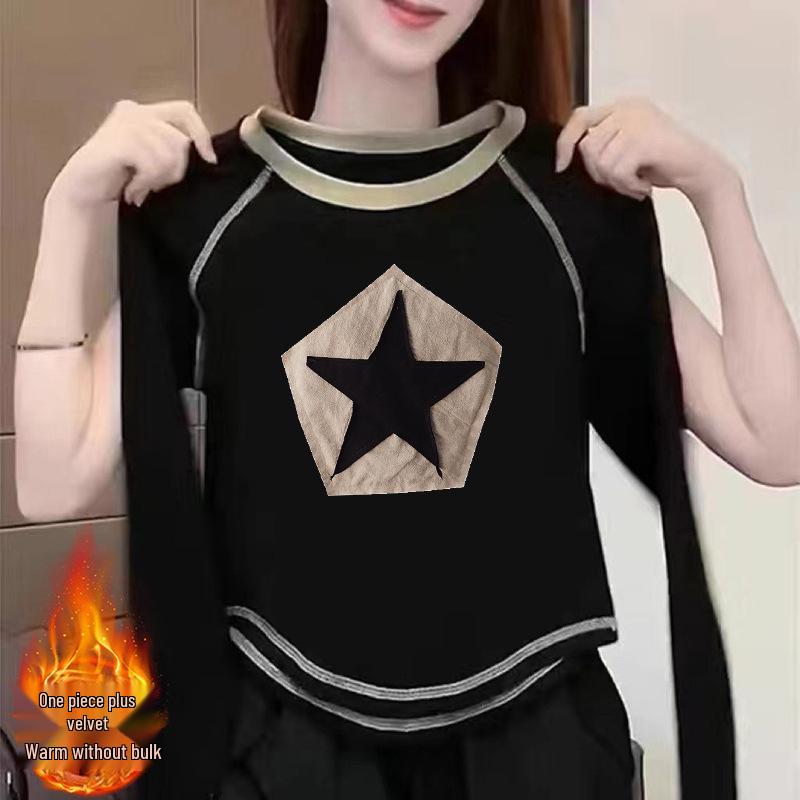

2024 Women s Double-Sided German Velvet Long-Sleeve Chic Top: Versatile Autumn/Winter T-Shirt XXL (135-145 Jin)