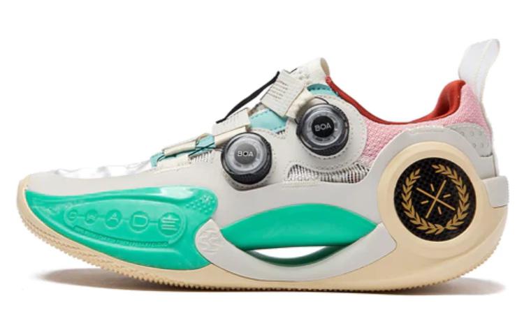 Li Ning WOW 9 Basketball Shoes Men s Low Top White/Pink/Blue ABES003-1 43.5
