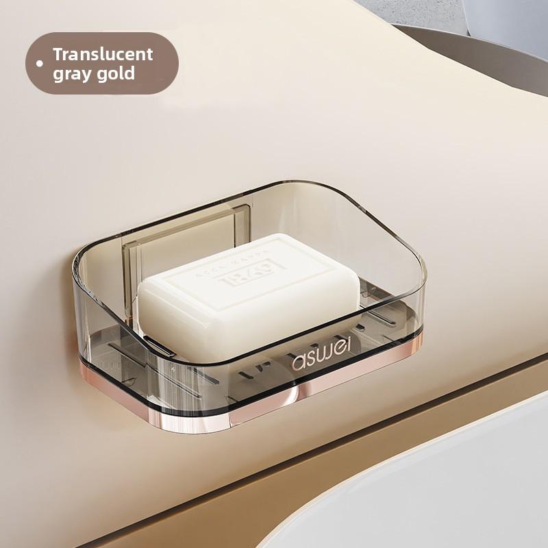 

Household drain soap rack Soap box Bathroom Wall-mounted double-layer soap box No-punching rack