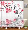 Colorful Tulip Lotus Flowers Trees Shower Curtain Bathroom Curtains Nature Flower Waterproof Polyester Fabric Bathtub Decor