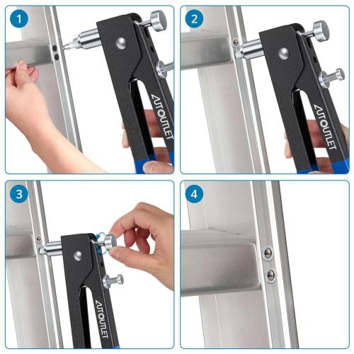 AUTOUTLET Hand Riveter Set, 86-Piece Rivet Nut Pliers, Includes M3/M4/M5/M6/M8 Screws, and Thread Insertion Rivet Gun Tool