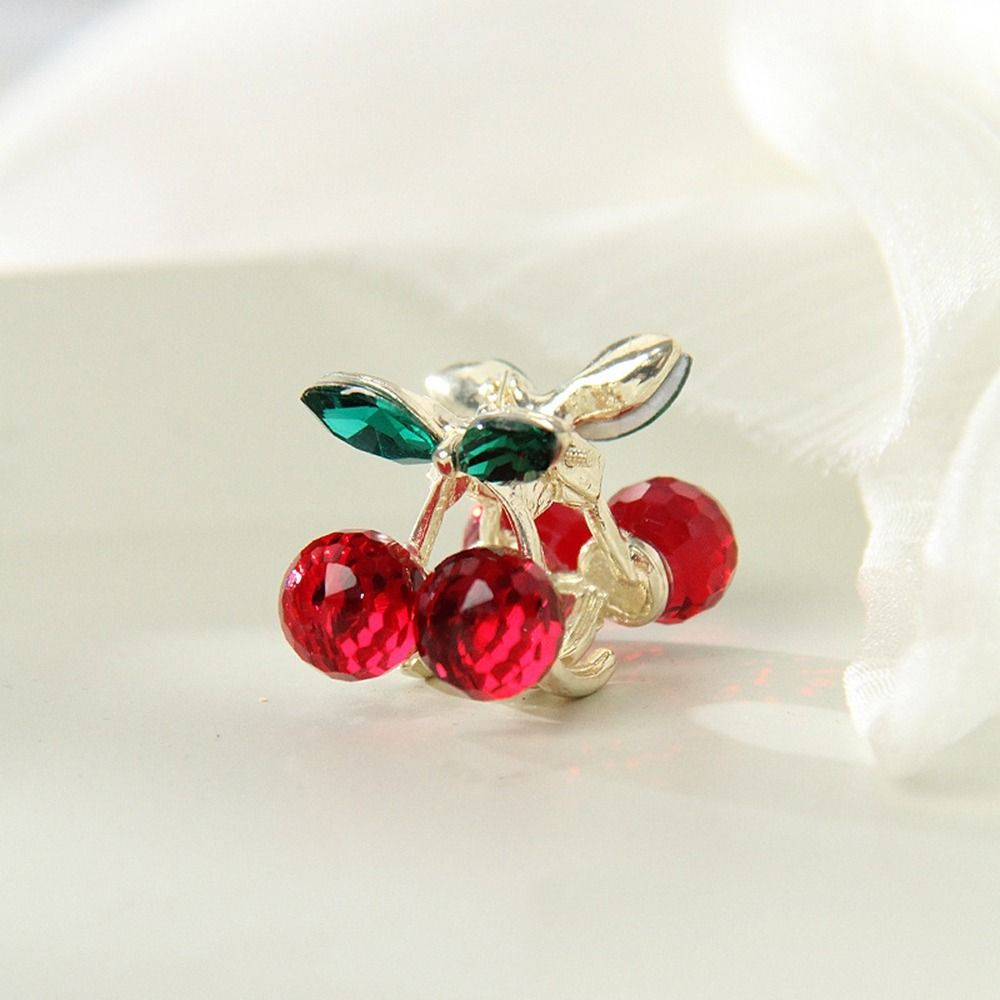 Hair Claws Red Korean Style Headwear Rhinestone Hairpin Cherry Hair Claw Female Hair Accessories