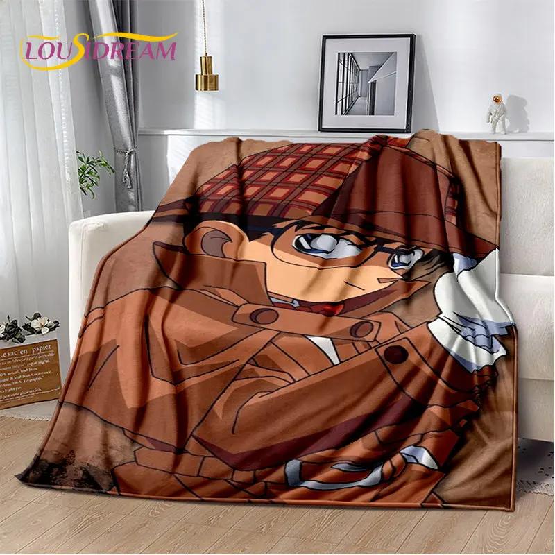 Detektyw Conan Cartoon Anime miękki pluszowy koc, flanelowy koc rzut koc do salonu sypialnia kanapa z funkcją spania narzuta na piknik 3D