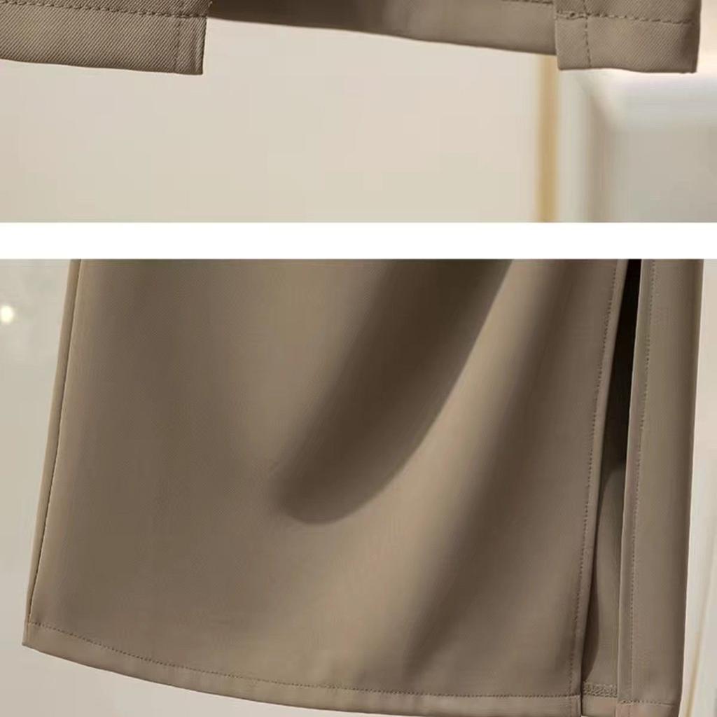 Design Sense of Suit Niche Pleated Skirt Women's Summer and Autumn Mid Length Hip Hugging Skirt Split High Waist One-step Skirt
