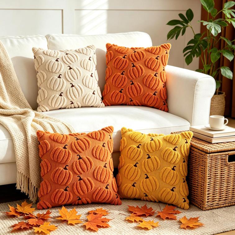 Halloween Pumpkin Pillow Cover Creative Holiday Decor Cushion Case for Couch Sofa Throw Pillow Case No Insert
