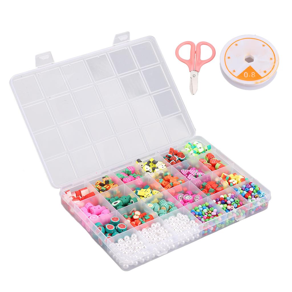 1350Pcs Clay Beads Exquisite Fruit Shape Environmentally Friendly Safe Beads for Jewelry Making with Storage Box
