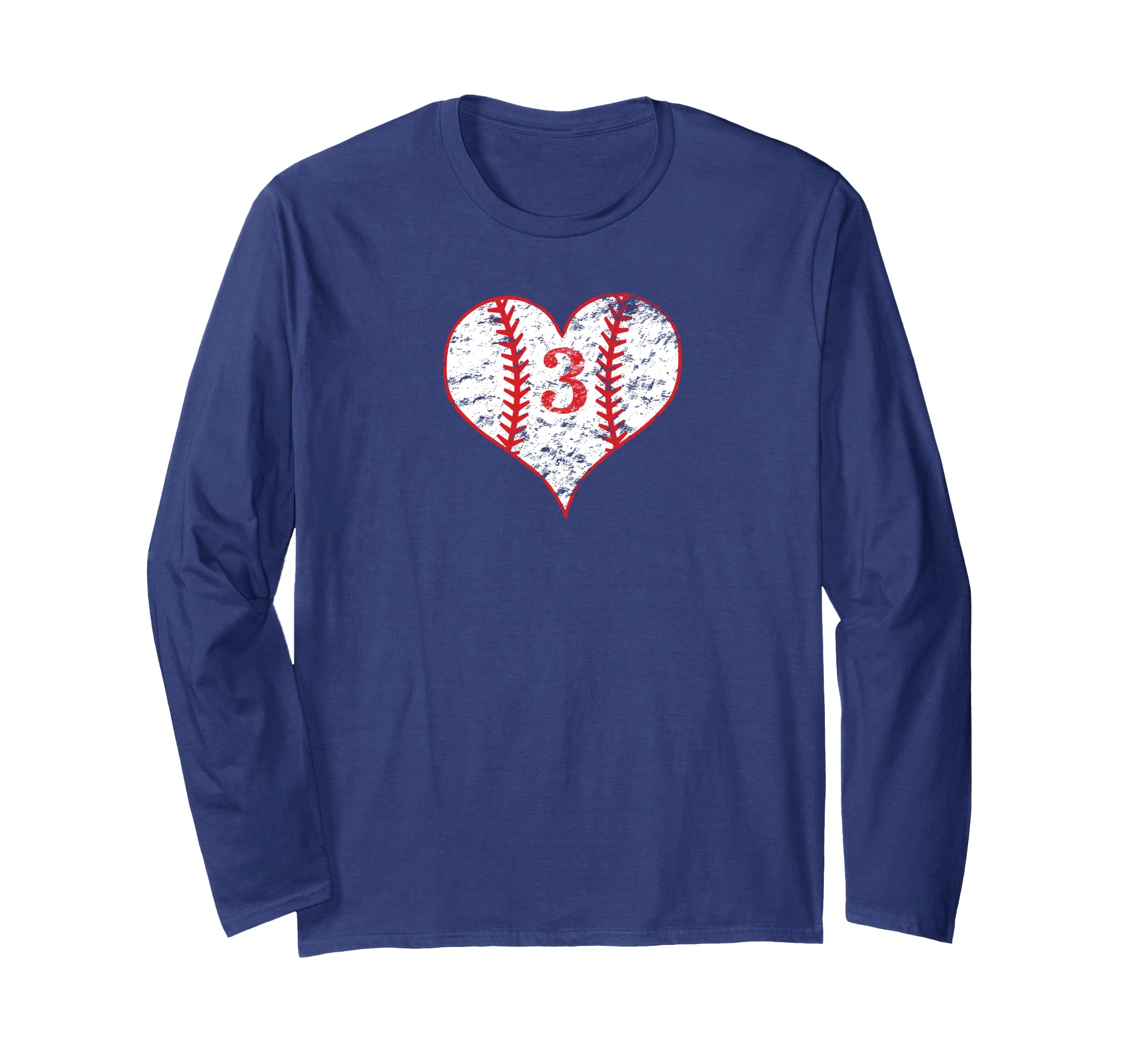 

Футболка с длинным рукавом Vintage Love Baseball Mom #3 Baseball Heart Number 3 Fan
