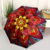1pc Mandala Art Automatic Open, Sturdy Iron Frame, Compact Folding Design, All-Season Portable Umbrella for Women & Men, Outdoor Umbrella yy