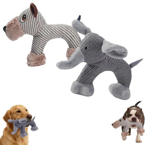 2 Stück Plüsch Hund Kauspielzeug Quietschende Stofftiere Hundespielzeug Leinenstoff Niedliches Tier Welpen Zahnungsspielzeug für Alle Rassen Zerrspiel Hol- und Bringspiel