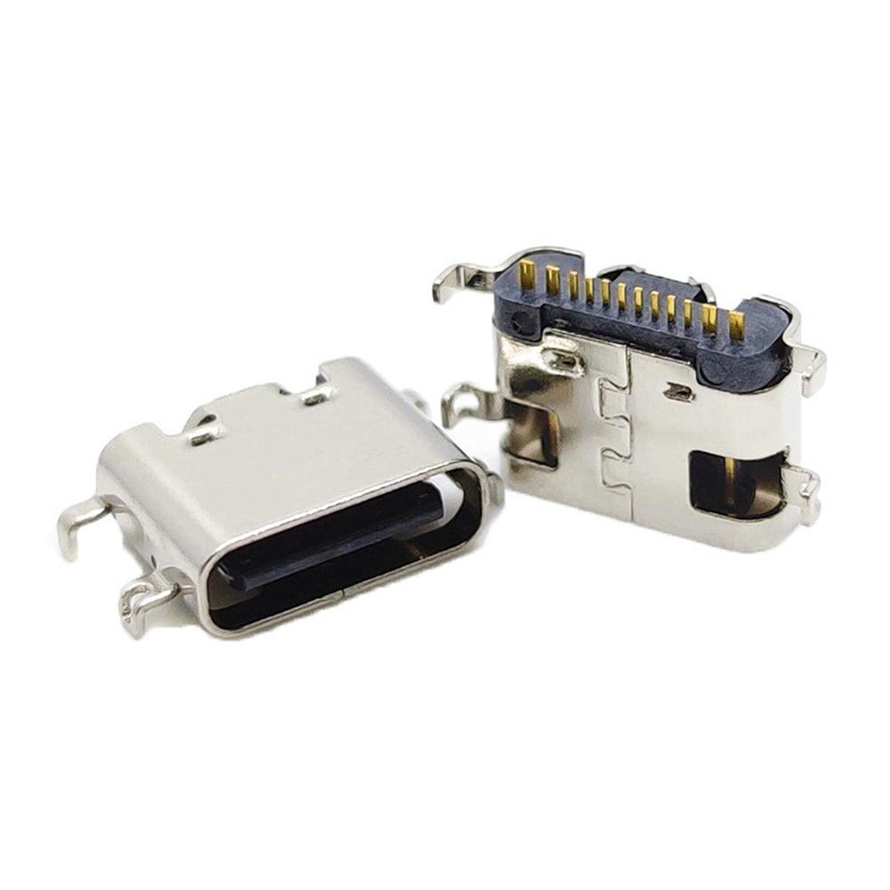 5Pcs Type-C Connection Port Horizontal Female 16 Pin 4-Legged Sinking Plate 1.6