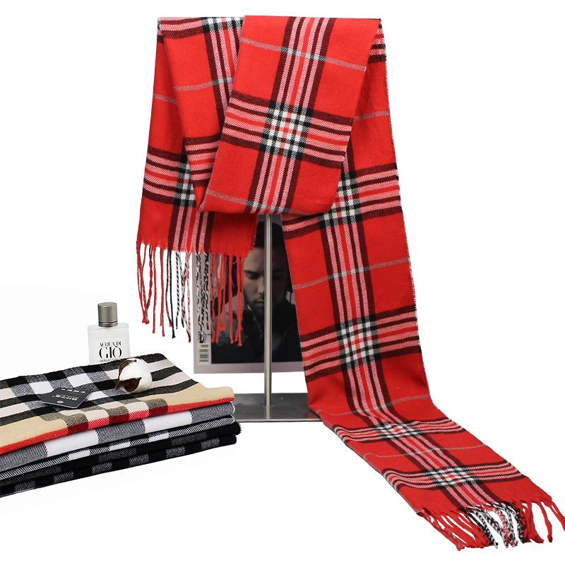2025 Autumn/Winter Korean Style Imitation Cashmere Plaid Scarf for Men