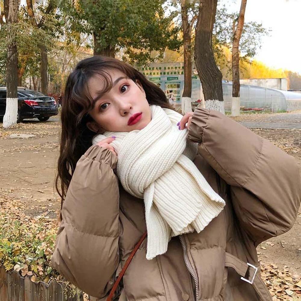 Spandex Long Thickened Neckscarf Polyester Winter Warmer Scarf Soft Knitting Wool Scarf  Winter