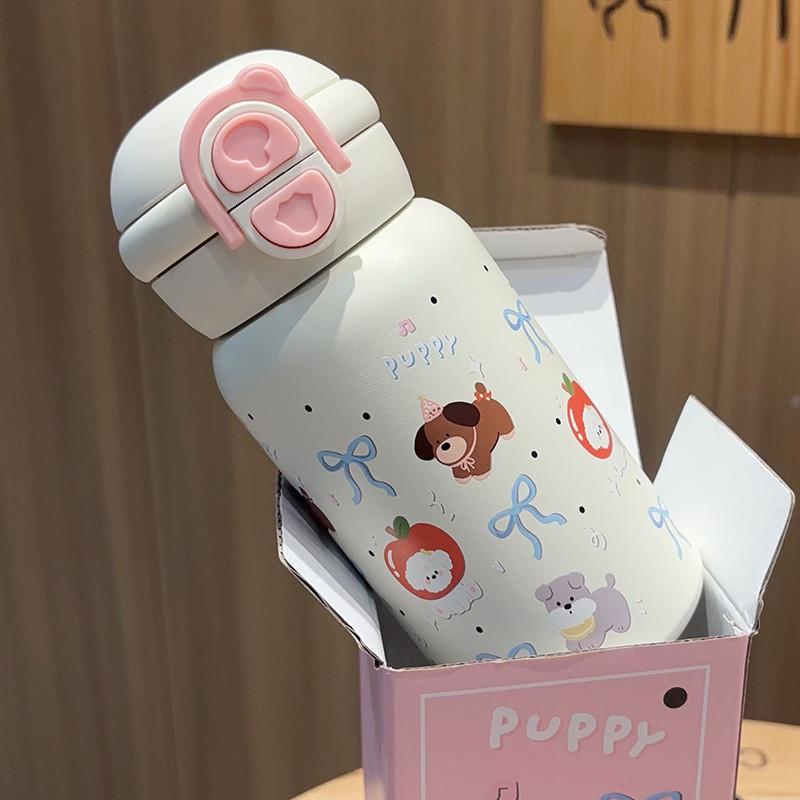 Cute Cartoon Stainless Steel Travel Mug With Lockable Lid For Office Use