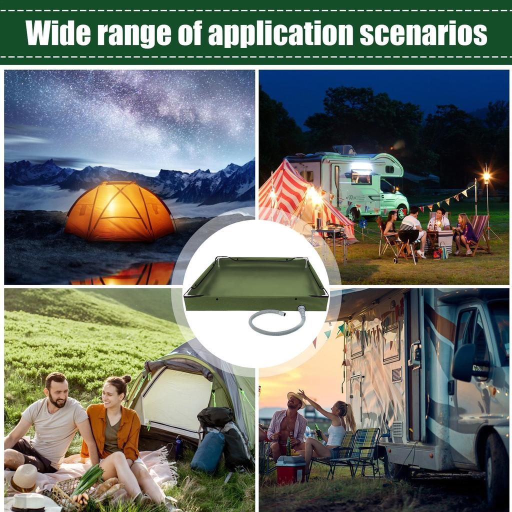 Portable Shower Base Folding Outdoor Camp Shower Pan Bathing Tray With Drain Pipe For Adults Travel Adventurer Climbing Hiking