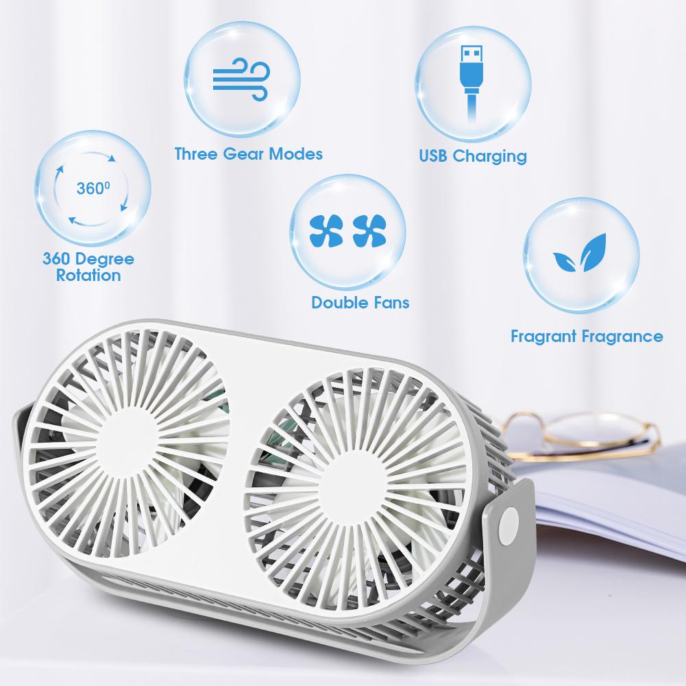 

2019 New USB Desk Fan Three Speed Settings, Super Quiet, 360 degrees Up and Down, Perfect for Home