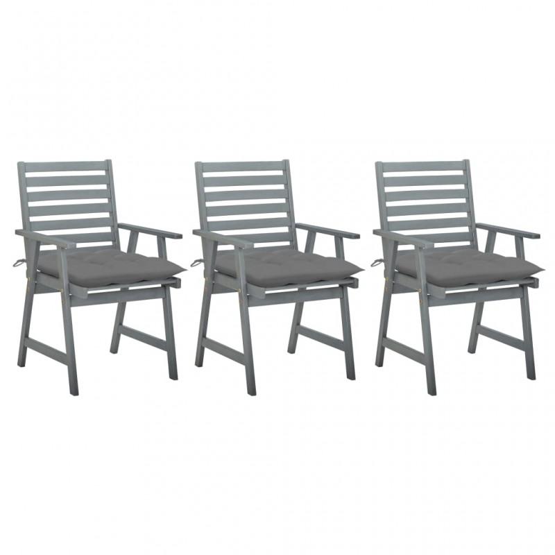 Day and Night - Day and Night Garden Dining Chairs 3 Units Solid Acacia Wood and Cushions