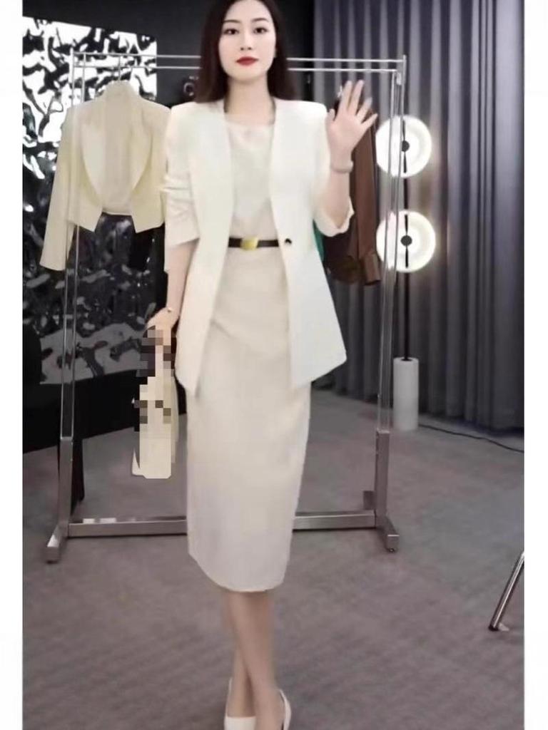 Stylish Plus Size Women's Spring OL Suit Jacket & Dress Set