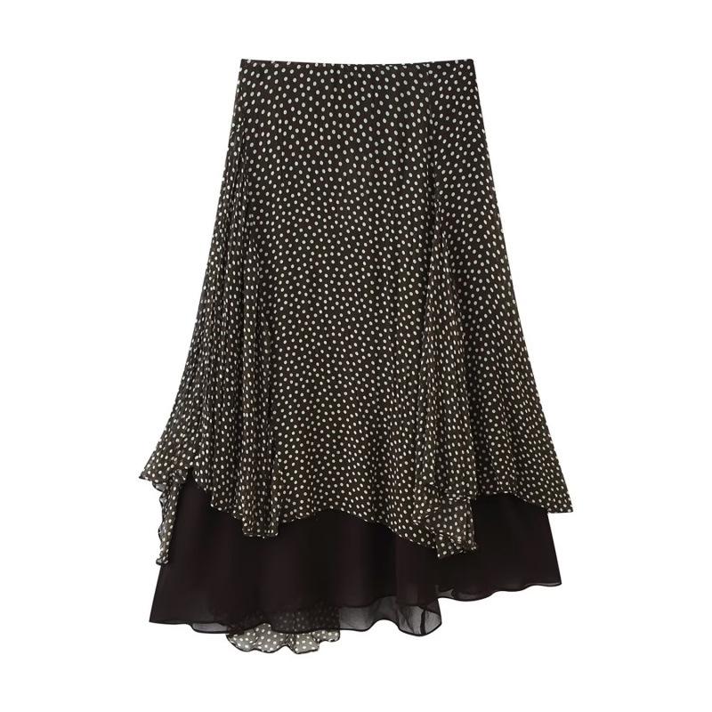 2026 Spring Fashion: European & American Polka Dot Asymmetrical Skirt Small