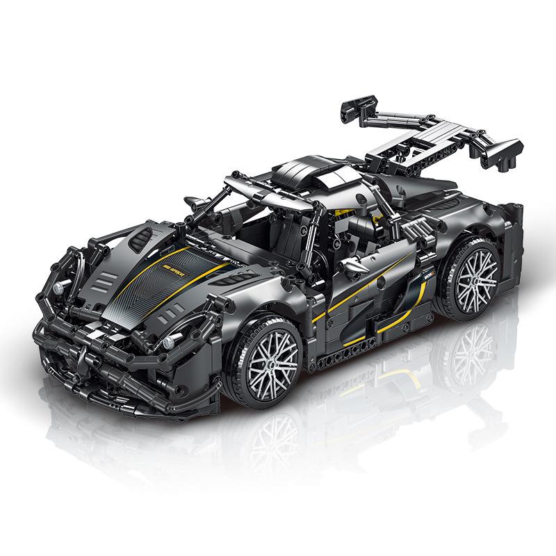 Non-Toxic New Technical Black Race Car Building Blocks Toy Creative Assembly Bricks Educational Stem Puzzle Kids Birthday Christmas Gifts