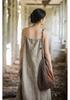 Linen Tie-Dye Adjustable Strappy Dress - Retro French Elegant Casual Wear for Spring and Summer