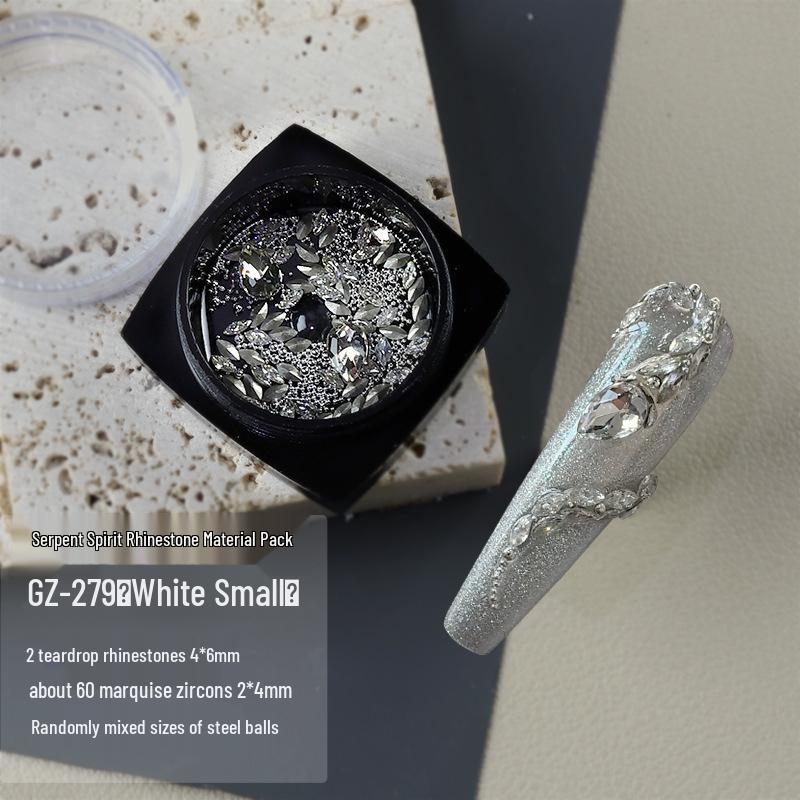 

Набор страз для роскошного змеиного нейл-арта к Новому году - DIY стиль легкой роскоши супер вспышка для смешанных дизайнов ногтей