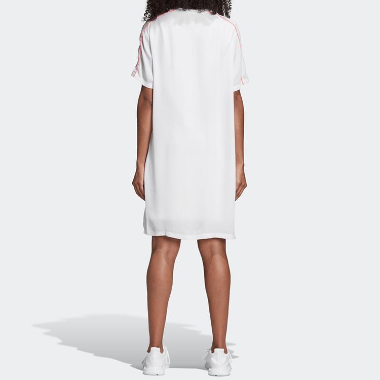 Adidas Originals Casual Fashion American Vintage Breathable Long Short Sleeve Dress Women dresses White CZ8333