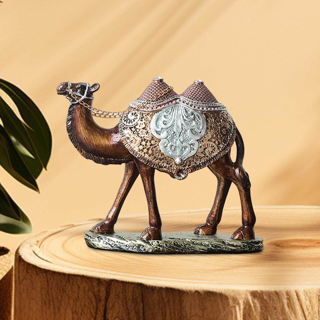 Camel Figurine for Tabletop Display, Home Decor, Resin Animal Sculpture Living Room And Office