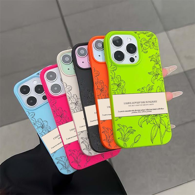 Skizze Blume Weiche Hülle für iPhone 16 15 14 13 12 11 Pro Max 14 15 16 Plus Neue Halbe Hülle Sturzfest und Stoßfest Handyhülle