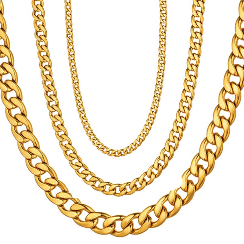 Buy Stainless Steel Gold Cuban Link Curb Chain Necklace for Women Men 3