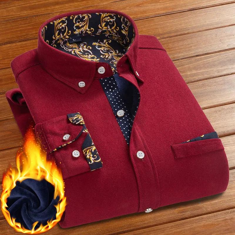 Winter Warm Shirt Men's Velvet Thickened Korean Style Slim Men's Business Casual Shirt