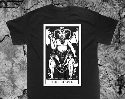 Devil Tarot Card Shirt - Memento Mori Remember Death Skull Occult Gothic Skeleton Medieval Evil Wicca Witchcraft Voodoo Seal Sigil Goat