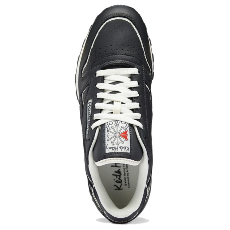 Keith Haring X Reebok Classic Leather Dog Blackboard Chalk Drawing Men Sneakers Grey Pure-Grey-8 GZ1456