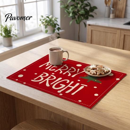 Winter Theme Table Settings Christmas Snowman Placemat, Festive Dining 11.8" x 17.7" Washable Placemats Fabric Place Mat, Heat Insulation Mat