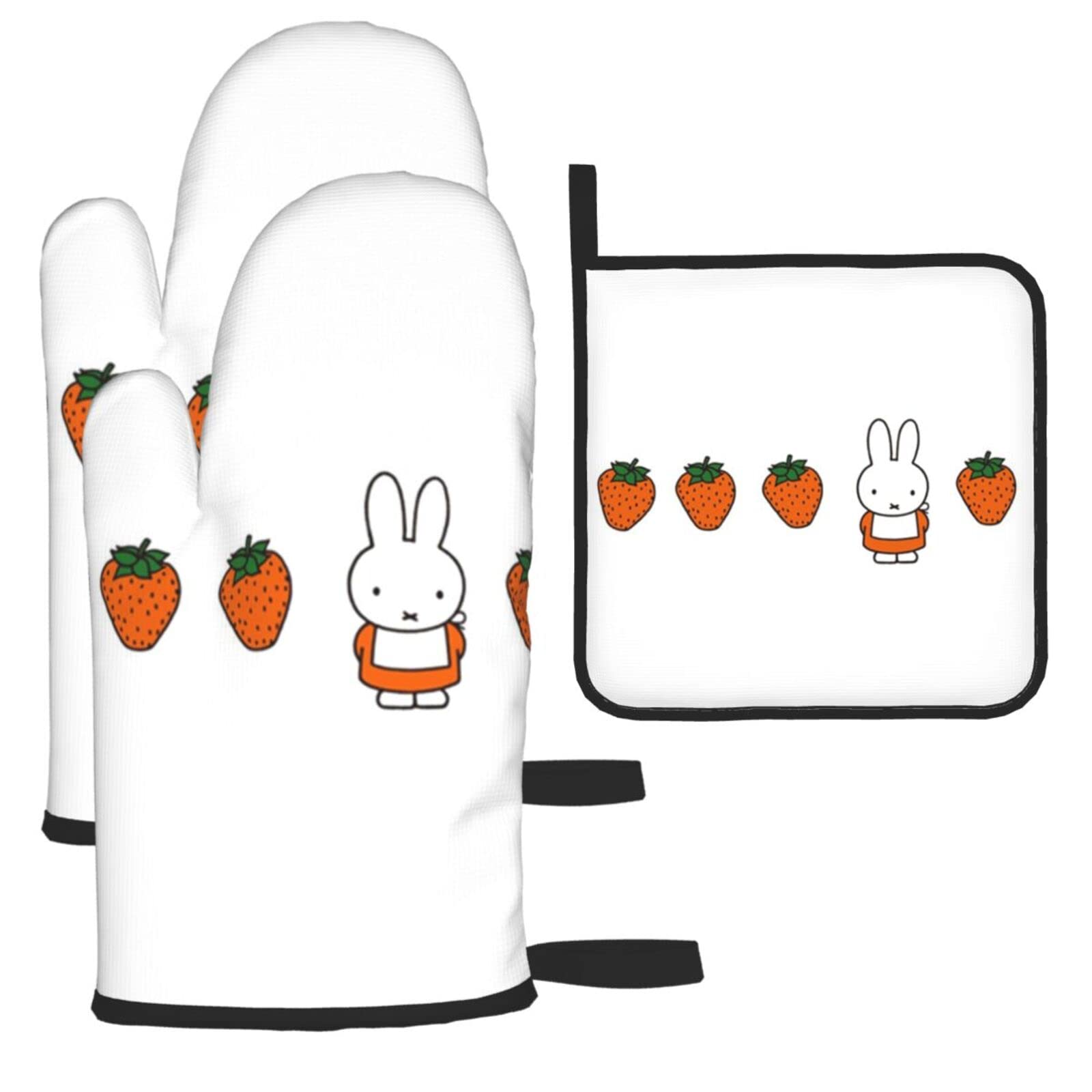 

Miffy Pot Stylish and Cute Oven Kitchen Can be Used on Both Left and Right Set of 2 Heat-Resistant Holders/Oven Mitts, Mitts, Anti-Slip, Anti-Burn,