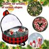 2pcs Christmas Wreath Storage Bag Plaid Holder Zippered Wreath Storage Box with Handle/ Holiday Garland Wreath Storage Container