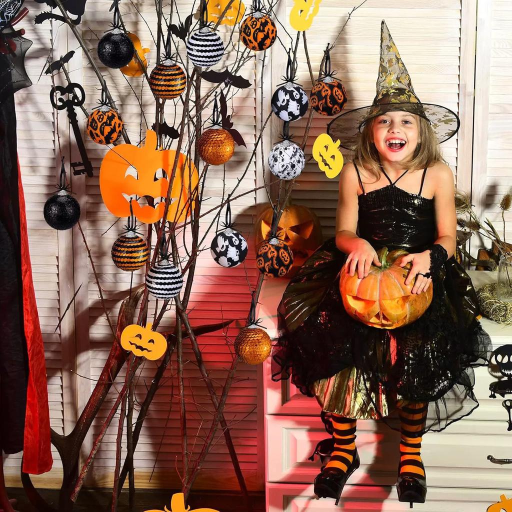 Halloween Wooden Ornaments Set Holiday Party Decorations Tree Hanging Decor for Home Outdoor Indoor Spooky Decorations